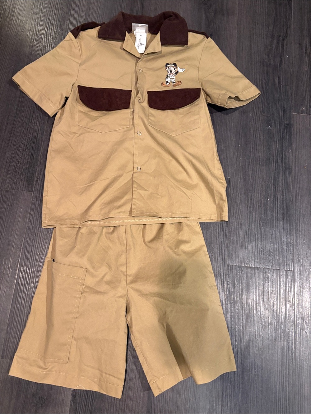 Disney Tan and Brown Kids Resort Shirt with Disneyland resort Tag